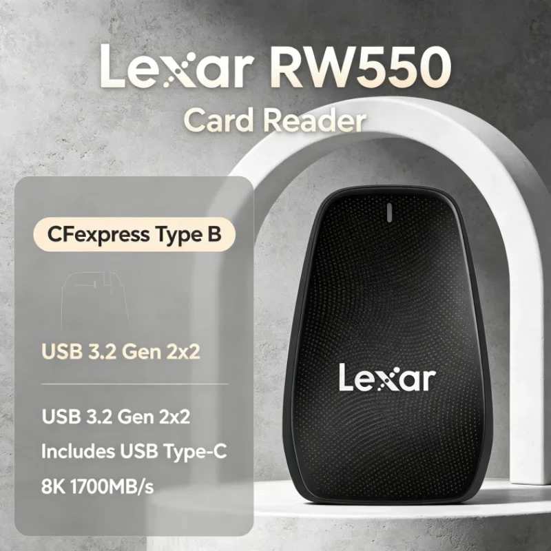 Lexar RW550 CFexpress Type B Reader USB 3.2 Gen 2x2 8K 20Gbps USB Type-C CFexpress Card Reader for Video Transfer