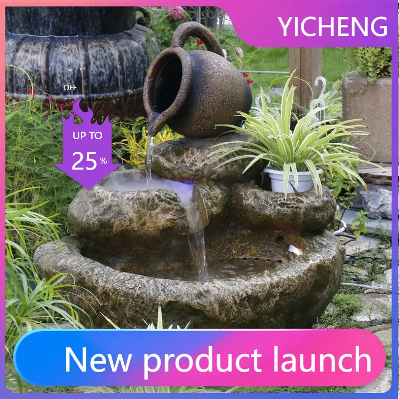 

Фонтан-фонтанчик LYY для двора, ландшафтный декор для привлечения богатства, украшение для пруда, балкона, сада, дома, каменное украшение