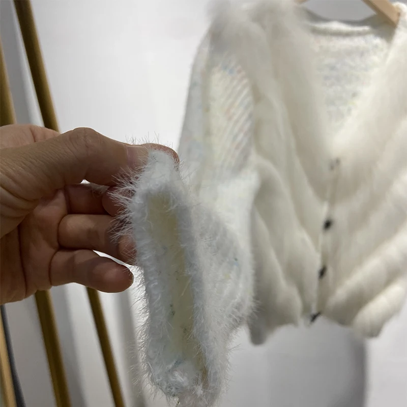 เสื้อสเวตเตอร์ขนสุนัขจิ้งจอกแท้สีน้ำเงินสำหรับผู้หญิง คอลเลคชั่นใหม่ล่าสุด ฤดูใบไม้ผลิ 2025 เสื้อแจ็คเก็ตถักไหมพรมขนสัตว์แท้สำหรับฤดูใบไม้ร่วง