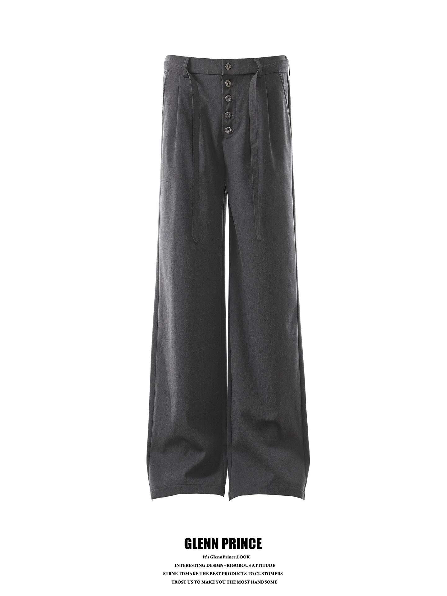 

American Style Five Buckle Belted Anti-Wrinkle Swordsmanship Pants Men's Commuter Casual Flared Long Trousers