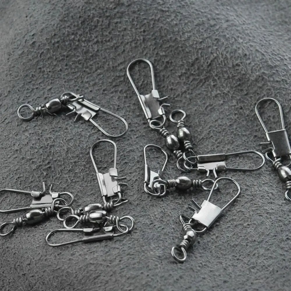 

100pcs/Pack Carbon Steel Swivels Fishing Connector Barrel Rolling Solid Rings Swivel Snap Fastlock Clips with Snap Bottle-shaped