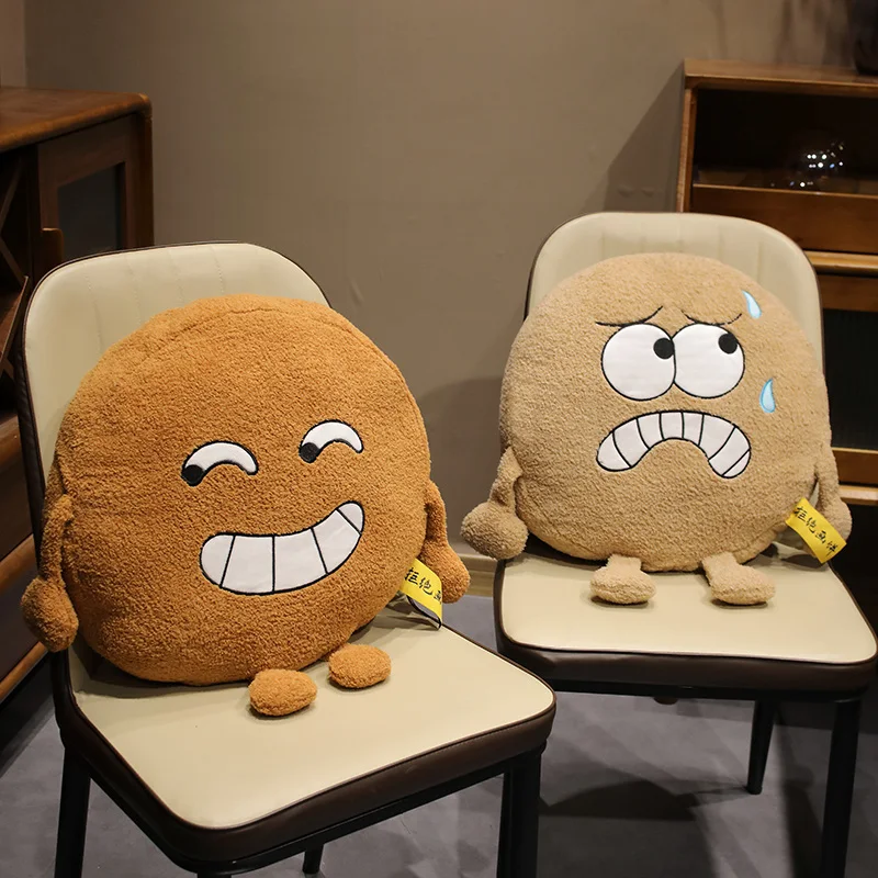 Funny Emoticon Chocolate Biscuits Plush Toys Creative Stuffed Food Round Ball Cookies Throw Pillows Snack Soft Cushion HomeDecor