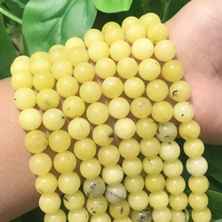 Natural Yellow Opal Jades Stone Beads Round Loose Spacer Beads For Jewelry Making Diy Earing Bracelet Accessories 15'' 6/8/10MM