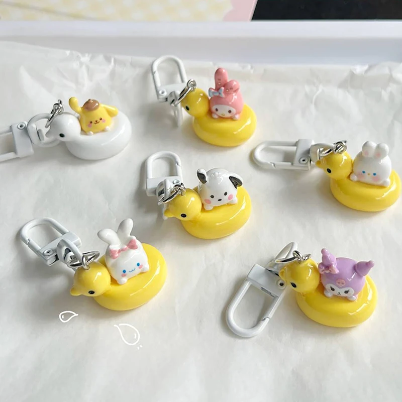 Cute Cartoon Anime Duck Keychain Lovely Car Key Chain For Girl Bag Pendant Decor School Bag Ornaments Accessories