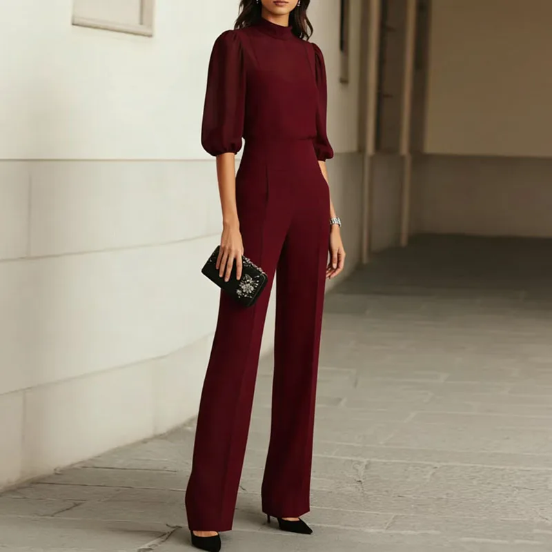 Sexy O Neck Short Sleeve Chiffon Blouse Shirt High Waist Pant Suit Women's 3 Piece Set Spring Summer Mesh Hollow Vacation Outfit
