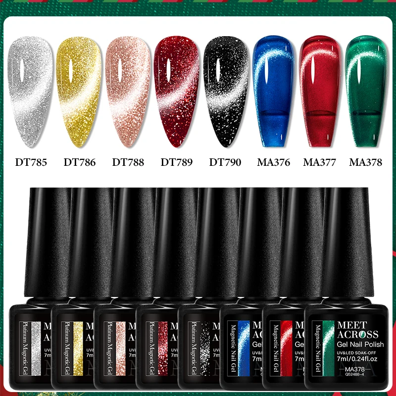 8 قطعة الأحمر الأخضر هلام مسمار مجموعة طلاء أظافر لعيد الميلاد الأظافر القط المغناطيسي هلام شبه دائم نقع قبالة الأشعة فوق البنفسجية هلام الورنيش مستلزمات الأظافر DIY بها بنفسك #4