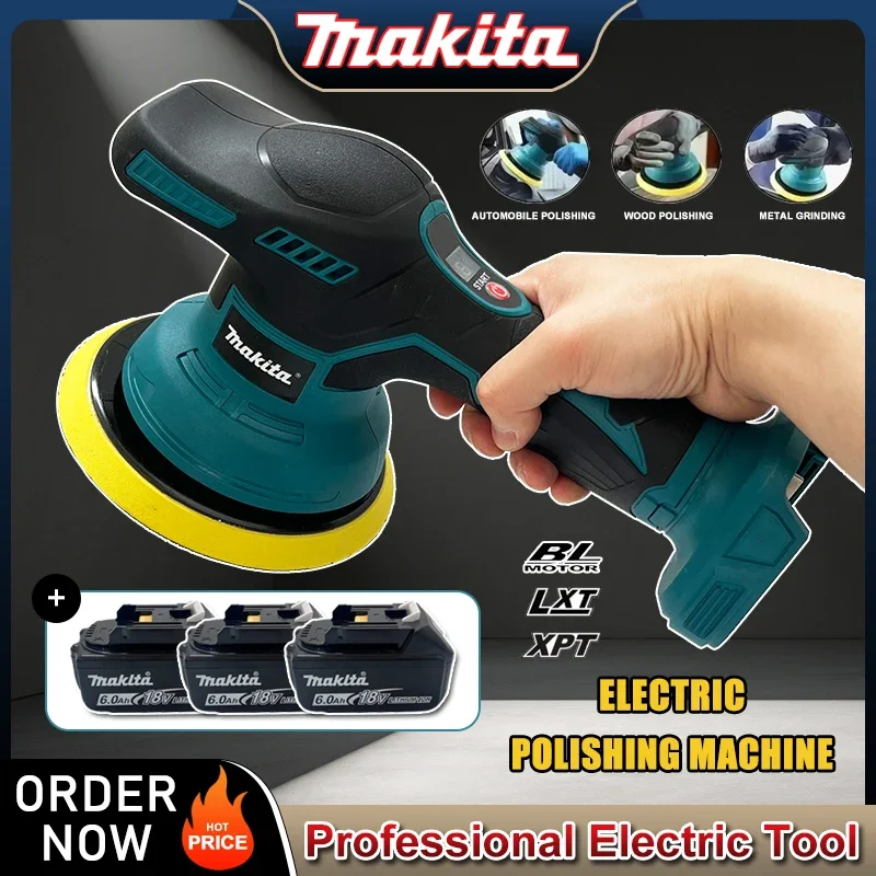 

Беспроводная полировальная машина Makita с 8 скоростями и цифровым дисплеем для авто, электрическая полировальная машина для воскования и полировки автомобилей, совместима с аккумуляторами 18В и 20В.