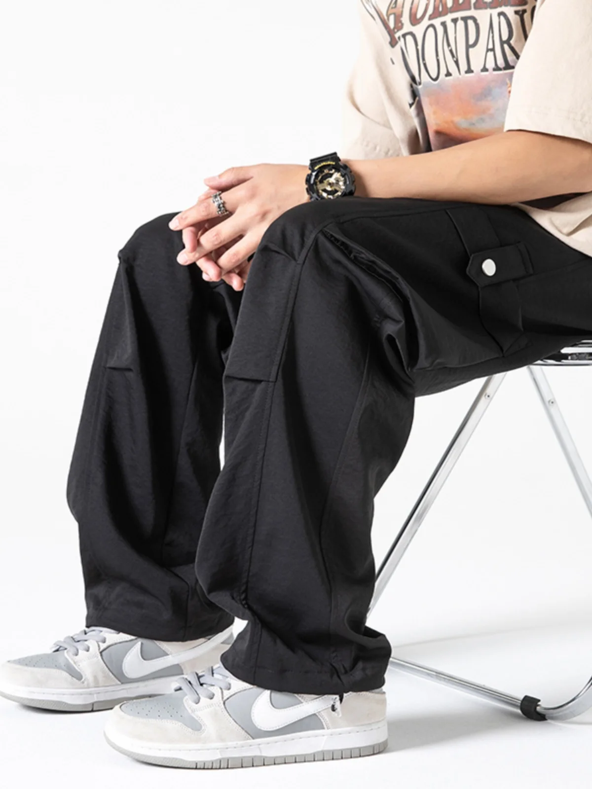 

Мужская повседневная рабочая одежда, тонкие крутые дышащие летние длинные брюки, однотонные универсальные прямые брюки