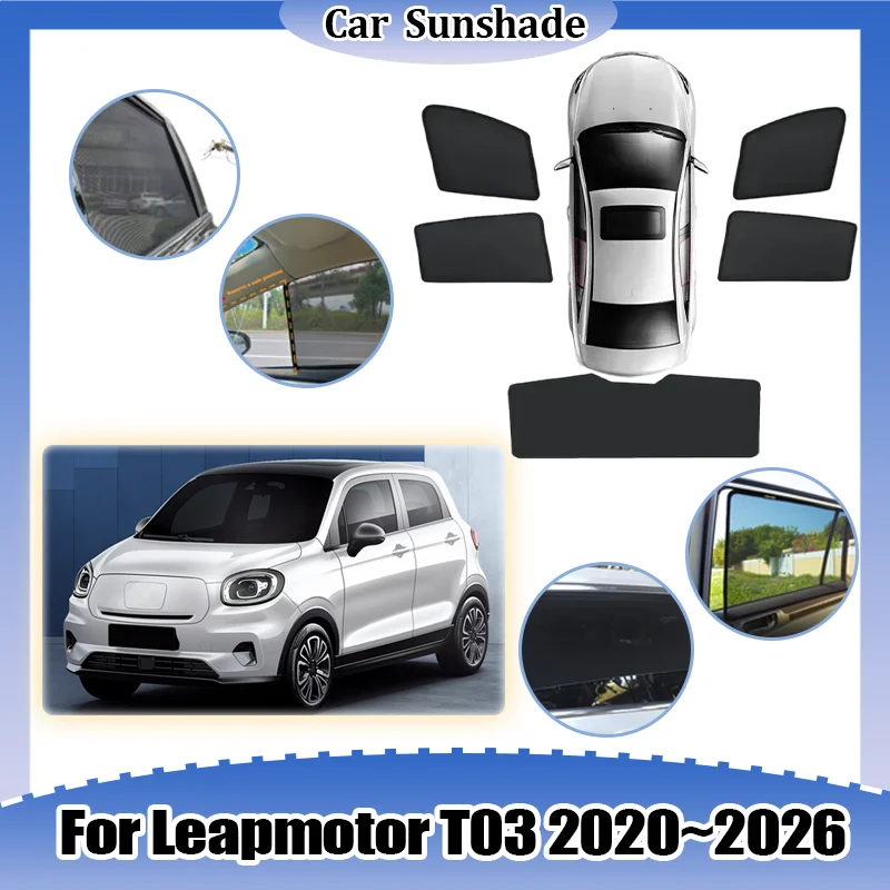 

Sun Visor For Leapmotor T03 2020-2026 Mesh Sunshade Privacy Curtains UV Protection Windshield Visor Breathable Car Accessories