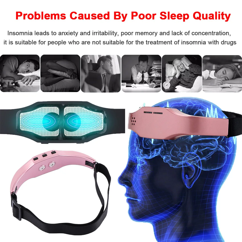 Electric Head Massager Relax Headache Eliminator Aid Therapy Sleeping Device Sleep Monitor Migraine Relief Hypnotic Apparatus