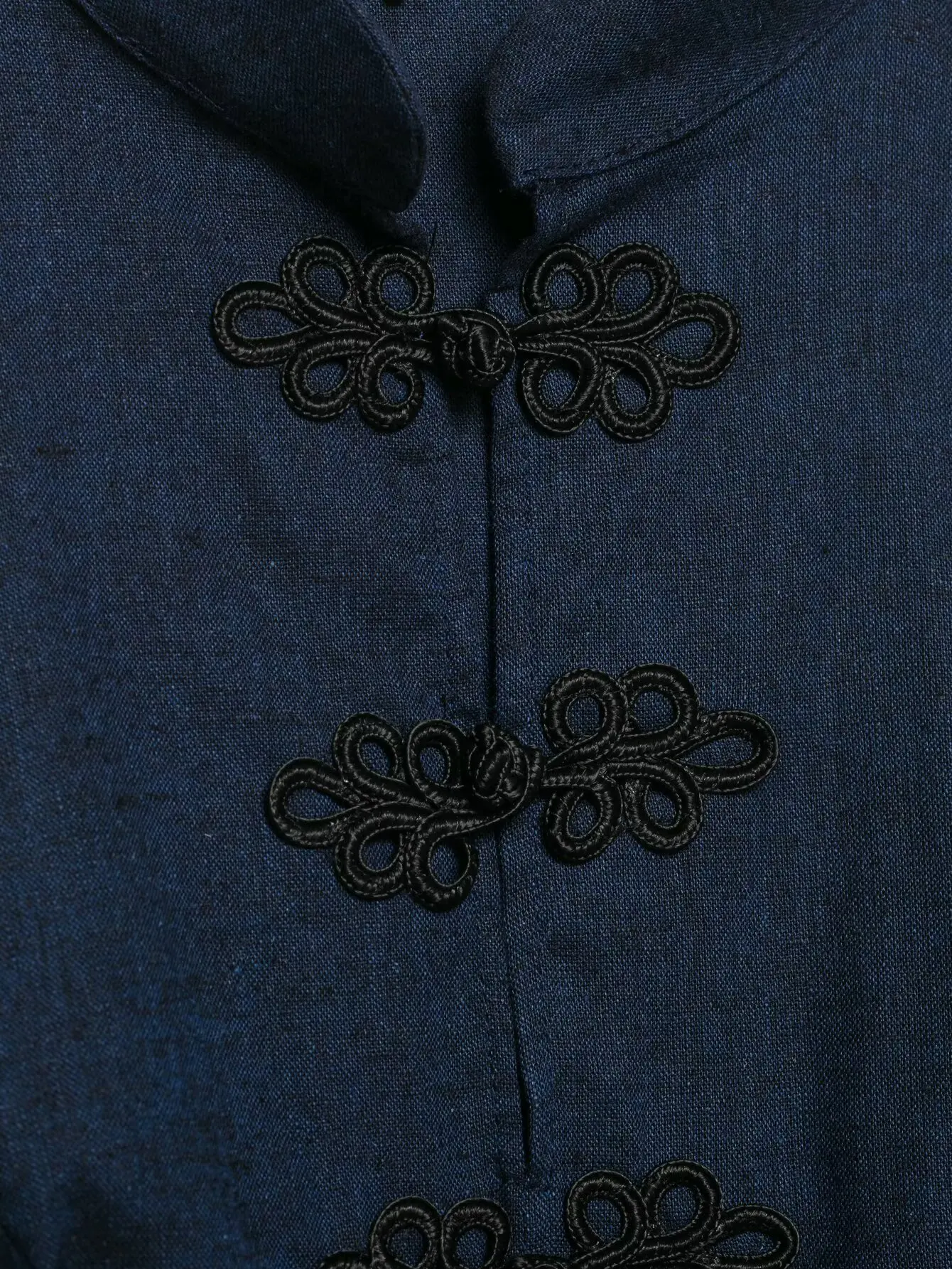 HH Minimalistische Elegante Jeansweste mit Chinesischen Froschknöpfen, Stehkragen und Schößchen für Frühling und Herbst, Business-Casual Bürokleidung – Detail 8