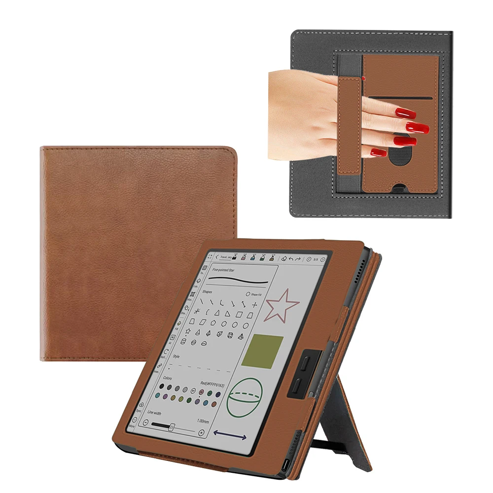 Case for 7' Onyx Boox Go 7 B/W & Go 7 Color (Gen I/II, 2025/2024) & Boox Page | Built-in Foldable Stand & Elastic Hand Strap