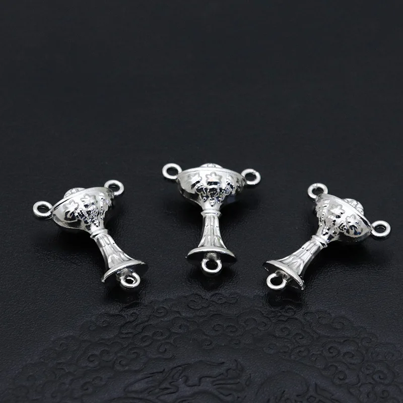 Three-dimensional badges, three-way three-hole metal rosary, DIY jewelry necklace, pendant bracelet decoration accessories