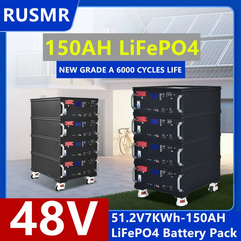 48V 150AH LiFePO4 Battery Pack Built-in BMS Lithium Iron Phosphate Cells For Replacing Most of Backup Power Home Energy Storage