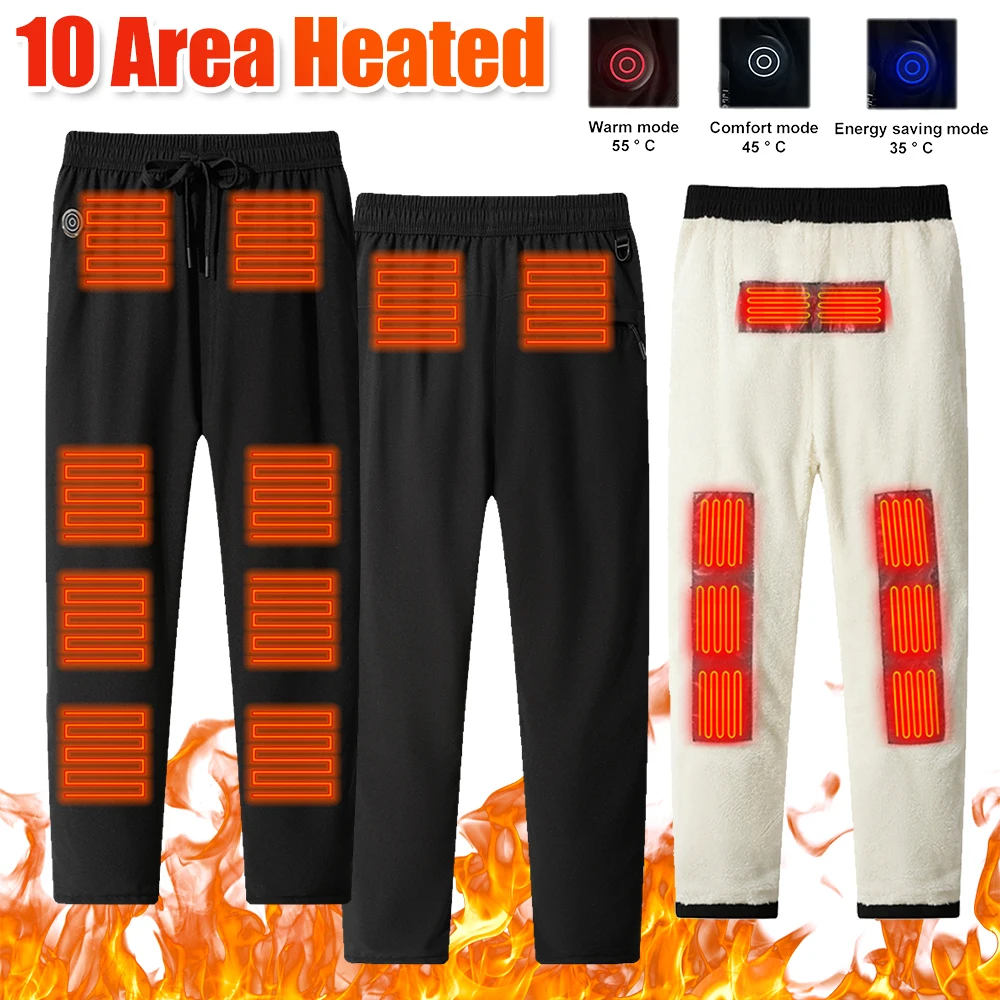 10 Heating Zones Outdoor Winter Heating Trousers USB Sports Thermal Motorcycle Pants Winter Thermal Hiking Pants for Men & Women