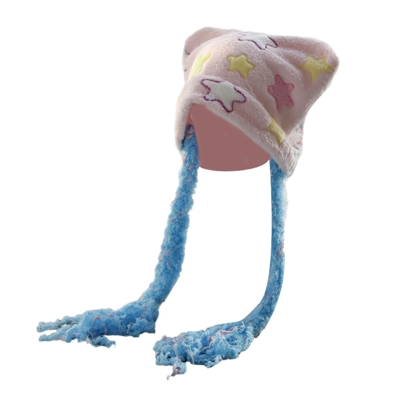 Anime czapka uszami kota Y2K dziewczyna śliczna czapka typu Beanie słodka gwiazda Bonnet wiatroszczelna czapka czaszkami