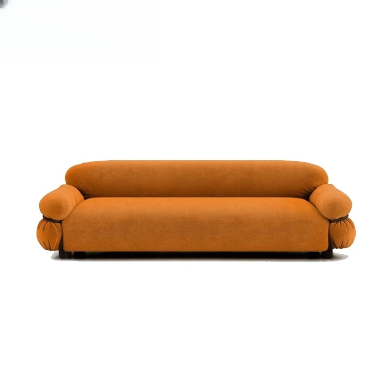 Cream wind steel ring simple designer straight row living room fabric single three creative sofa