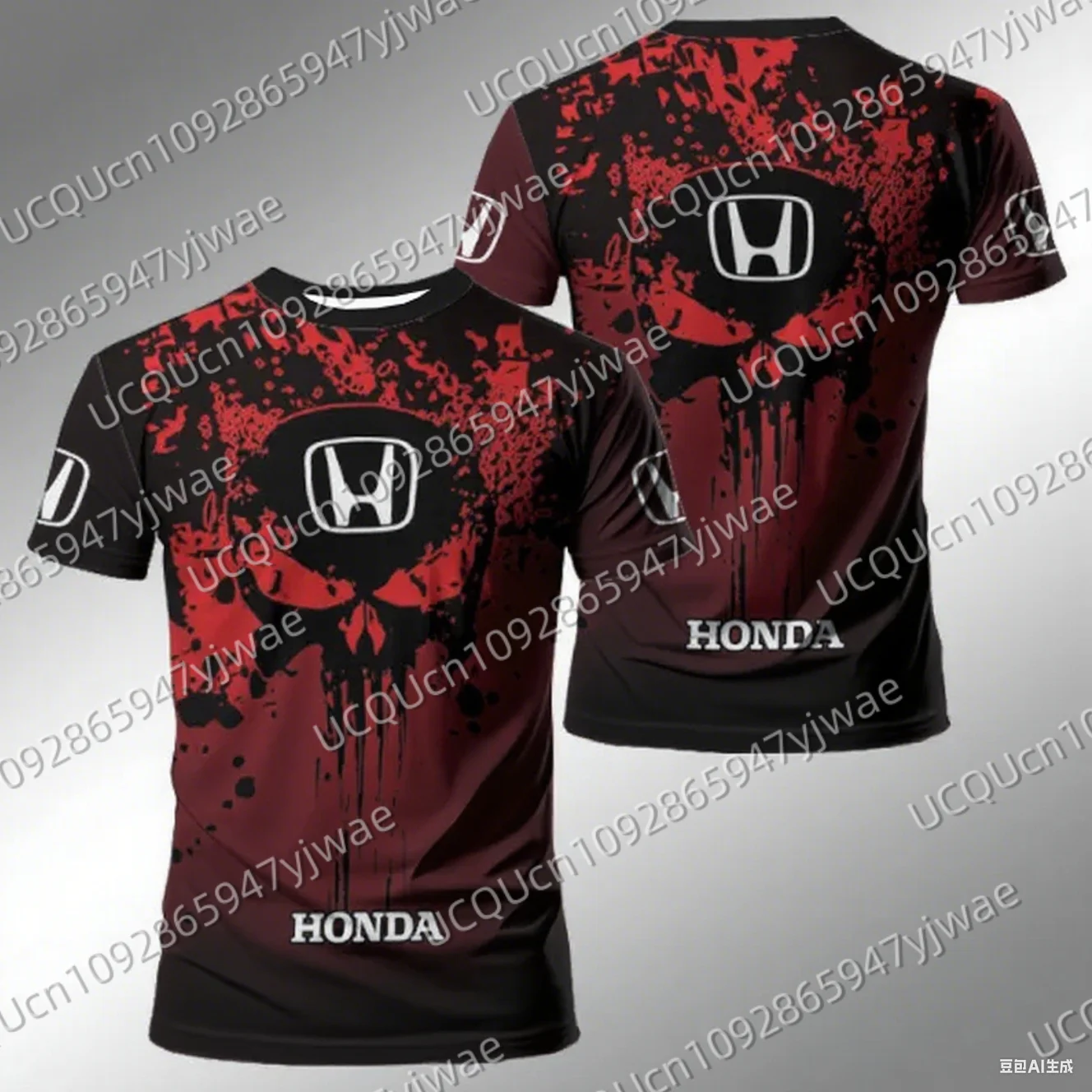 

Motorcycle Riding Splashed Ink Printing Quick Drying Breathable Short Sleeve Men And Women Honda Riding Casual T-shirt Tops