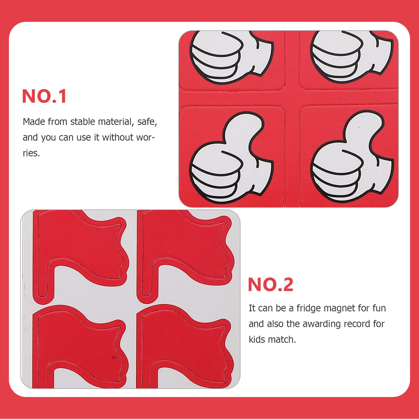 

10 Sheets Magnetic Kids Reward Stickers Thumb Flag Pattern for Teachers Classroom Motivation School Incentive Fridge Magnet