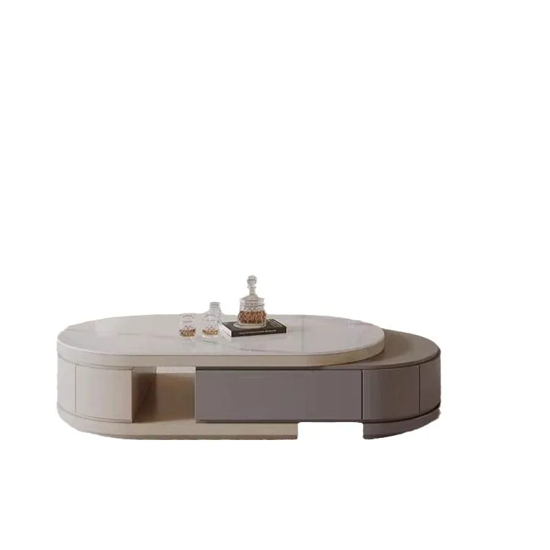 

Italian style, cream style, oval, telescopic, modern, simple, rock slab, coffee table, small apartment