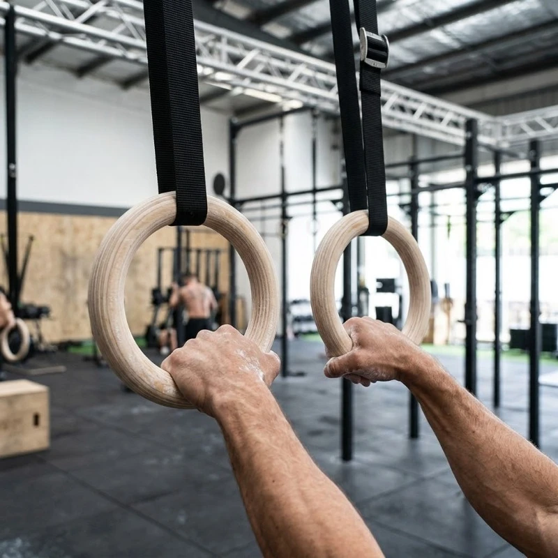 Tragbare Holz-Crossfit-Gymnastikringe 1/2 Stück Schulterkraft-Training Fitness Körperliche Übung Krafttraining Crossfit