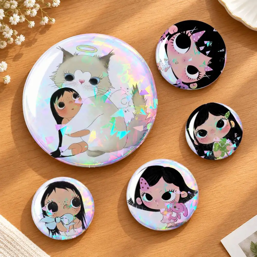 Shy Girls Y-Yuy Xiaoyu and Xiaoman Badges Creative Tinplate Round Button PinsBrooch Badge Clothes Backpack Custom