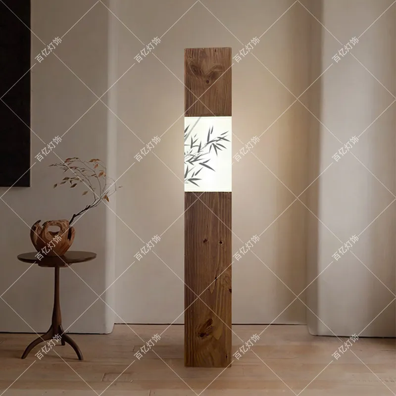 Solid wood floor lamp Japanese style living room study bedroom ambient light bed and breakfast restaurant floor lamp
