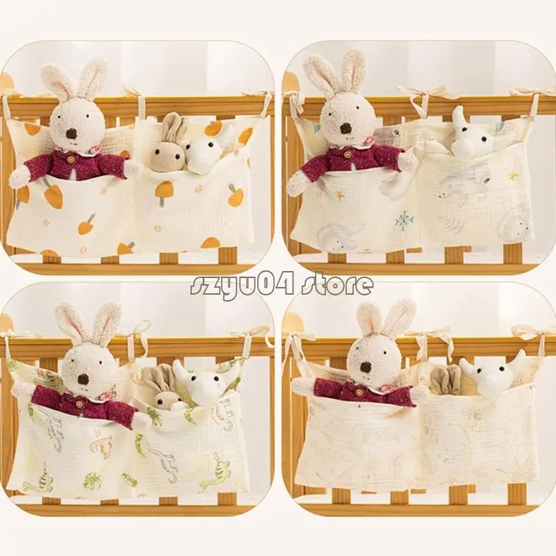 4 × 7D كيس منظم السرير القطني القابل للتنفس مع مقصورات واسعة لسرقة السرير