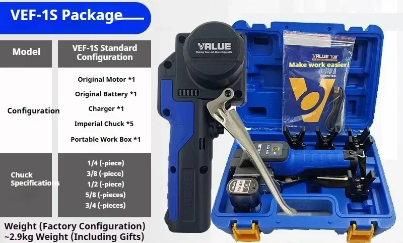Cordless Pipe Tube Expander Tool 1/4”-3/4” Electric Flaring Tool Kit Lithium Battery for Soft Copper Aluminum Brass Pipe