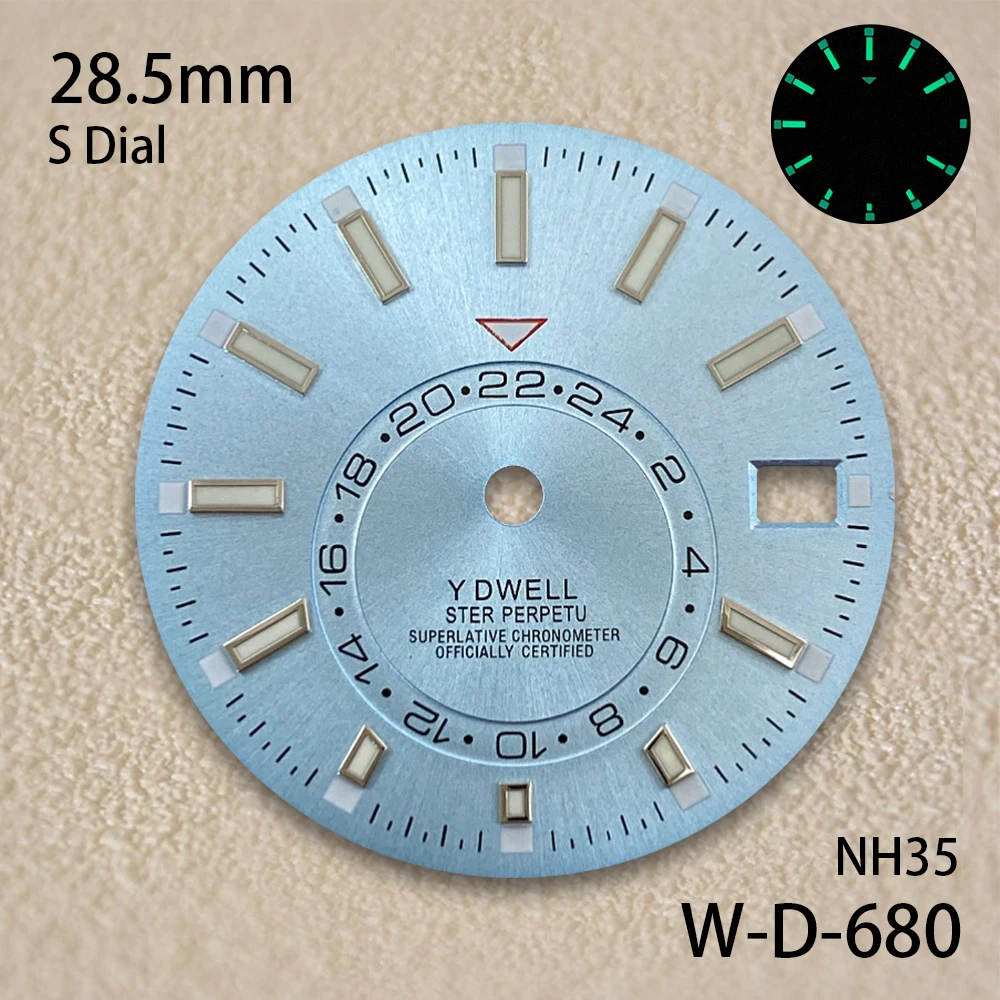 28.5mm S Logo Sunburst Dial Fit NH35/NH36 Japanese Movement Green Luminous High-Quality Watch Modification Accessories
