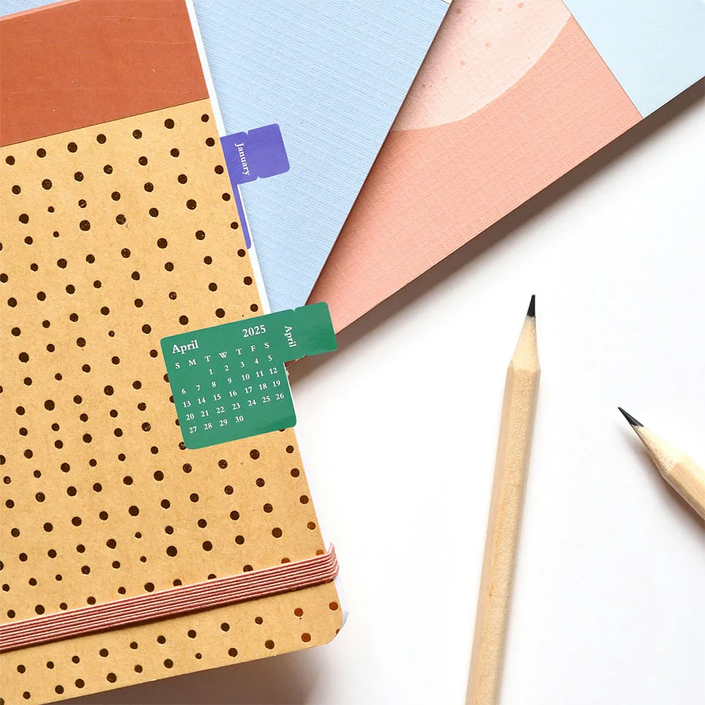 Autocollants adhésifs pour planificateur d'horaire 2025, 4 ensembles, onglets mensuels, marqueurs de Page pour journaux, carnets, étiquettes d'organisation du calendrier