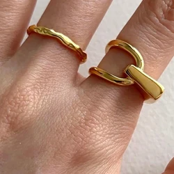 Foxanry Minimalist Silver Color Finger Rings for Women Fashion Creative Hollow Geometric Handmade Birthday Party Jewelry Gifts
