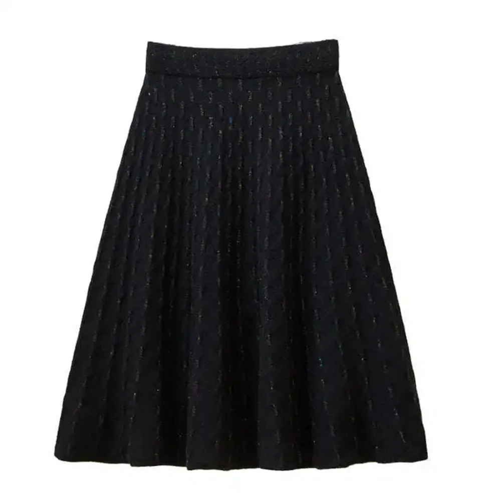 Autumn Winter High Quality  Knitted Women High Waist A Line Skirt  Elegant Korean Fashion  Knitted Skirt for Women New  long Ski