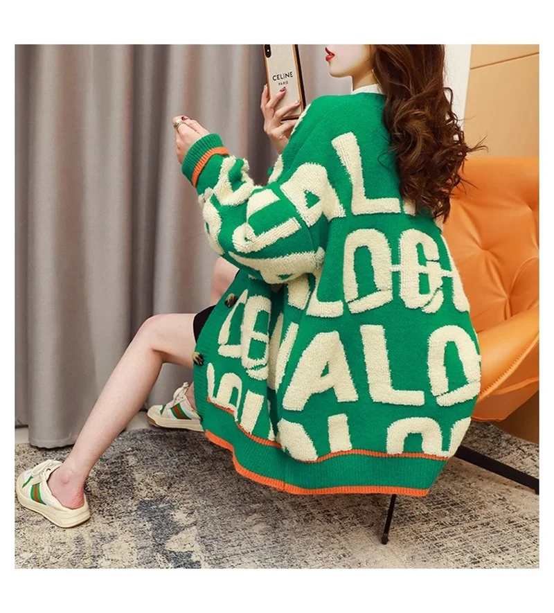 

Sweater Cardigan Women's 2025 Spring and Autumn New Style Super Hot Versatile Woman Loose Outer Wear Lazy Style Knitted Jacket