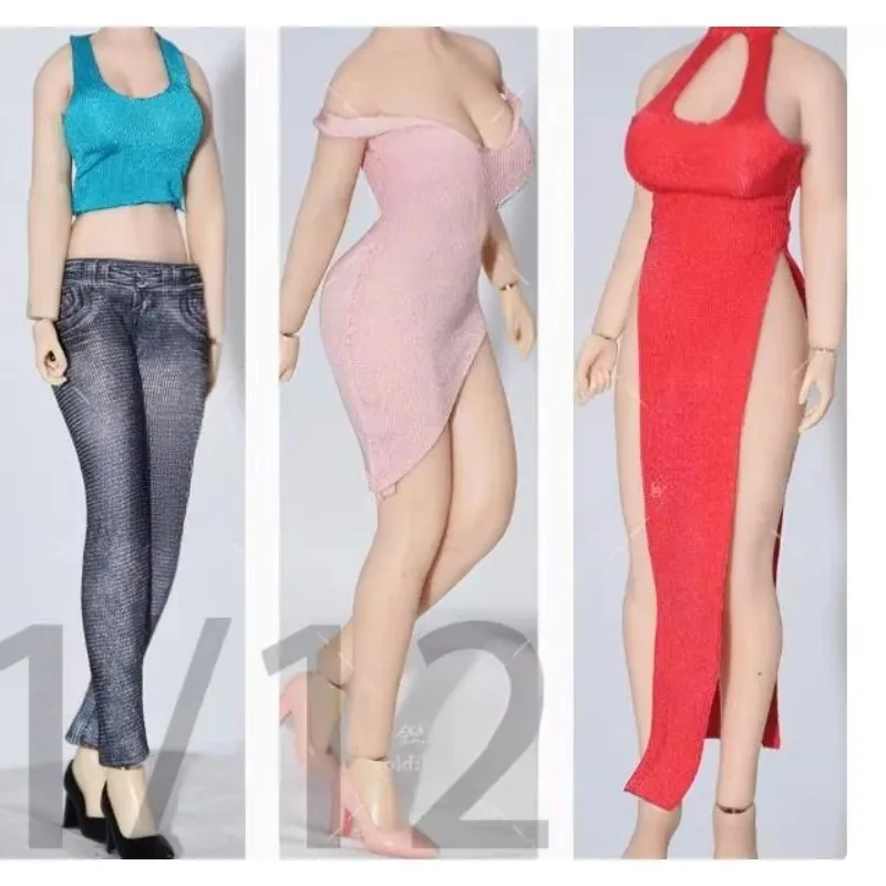 1/12 Scale ทหารหญิงเสื้อกั๊กแขนกุดมินิชุดกระโปรง Cheongsam สําหรับ 6 "TBL Ph Slim Plump Body ตุ๊กตา