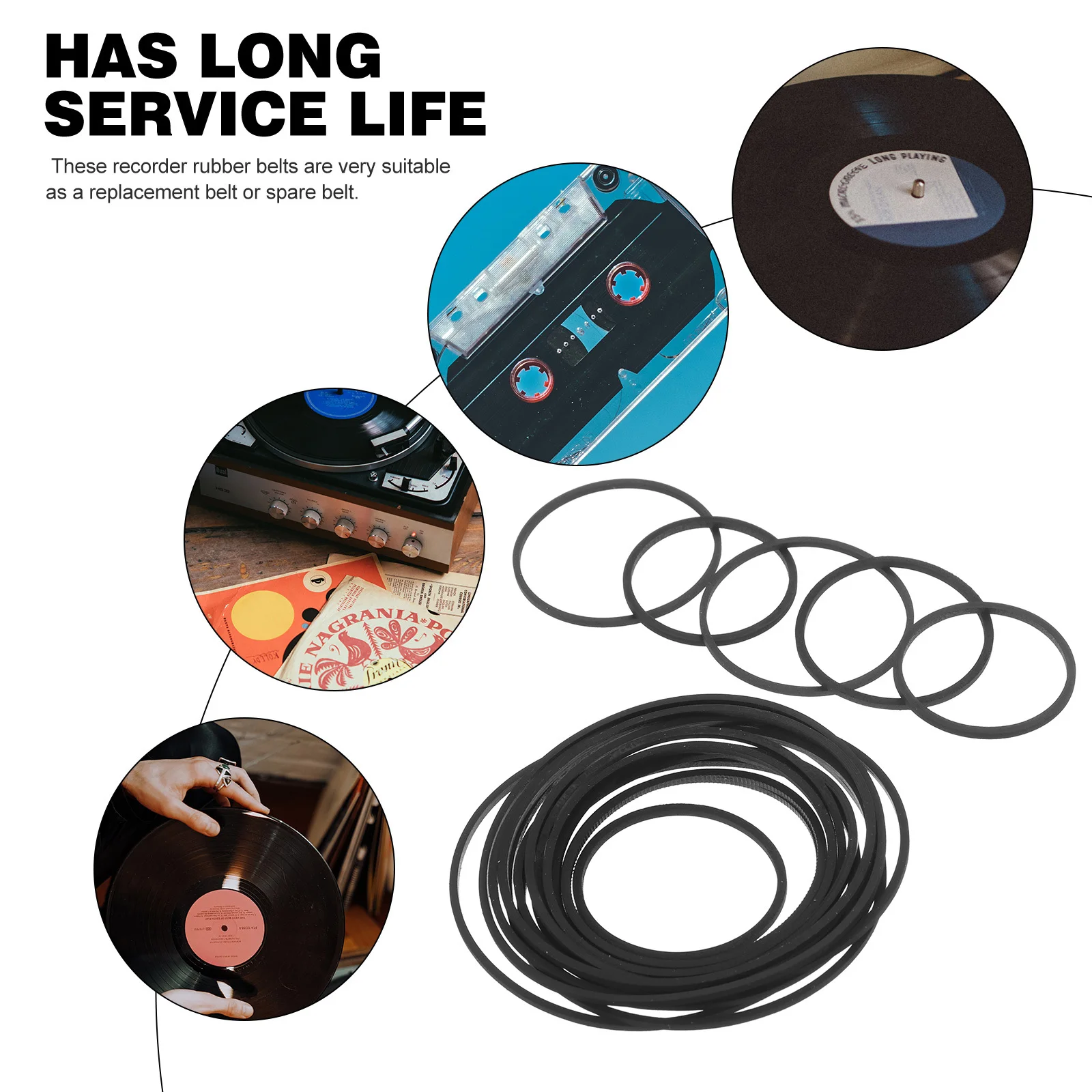 

40Pcs Square Flat Cassette Belts Replacement for Recorder Rubber Drive Belt Compatible with Cd Dvd Players Reliable Strong Grip