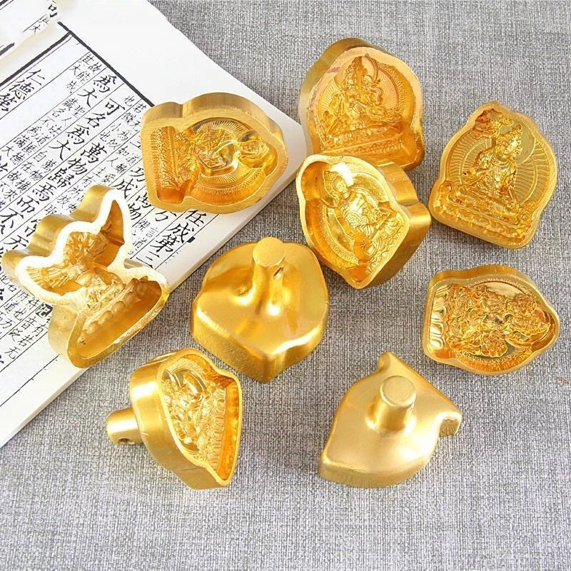 Miniature 3D Buddhist Figures Making Molds, Yellow Tantric Casting Tools, Variety Shapes, DIY Mold Crafts, Buddhism Supplies