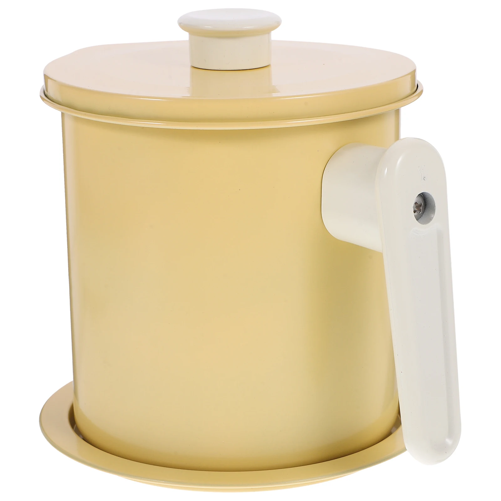 

Creamy Yellow 1.4L Oil Pot Strainer High Capacity Kitchen Tool Anti Slip Handle Storage Container Grease Jug Oil Can