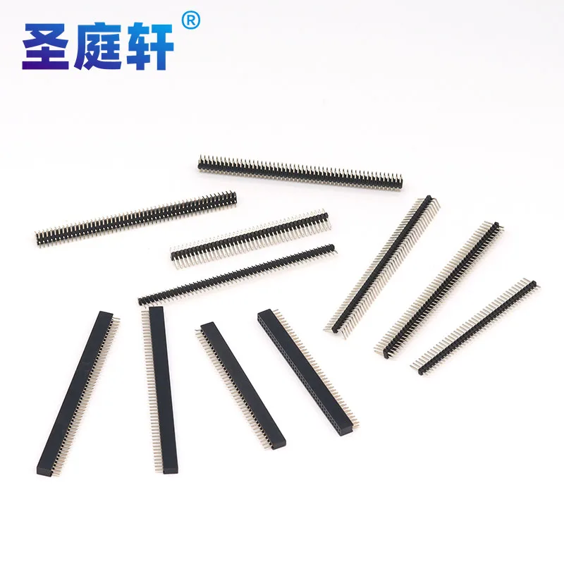 Conector Reto SMT de Ângulo Reto com Passo de 1.27mm, Banhado a Ouro, 50 Pinos (1x50, 2x50), Fêmea e Macho, em Barra de Conexão Dupla ou Simples