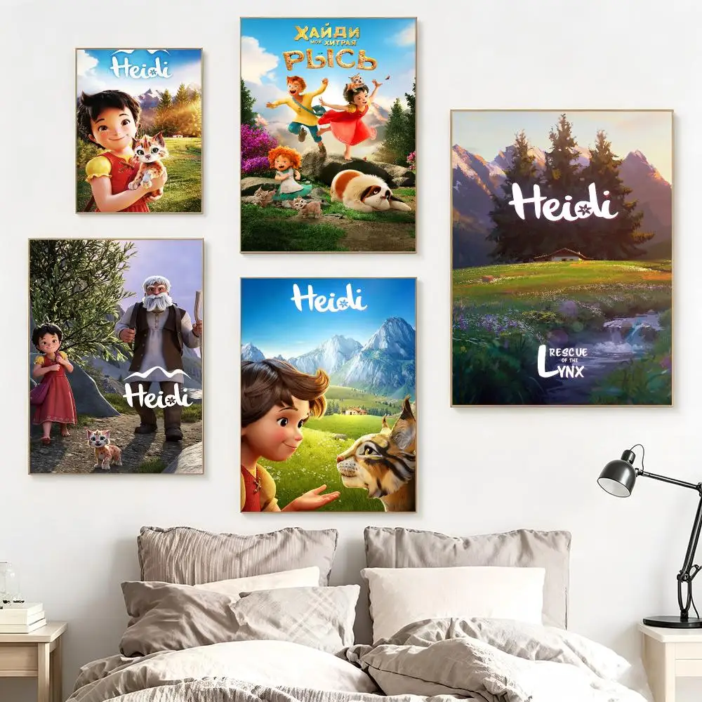 Animated Movie H-Heidi The Rescue of the Lynx Poster impermeable para el hogar sala de estar dormitorio bar decoracion estetica