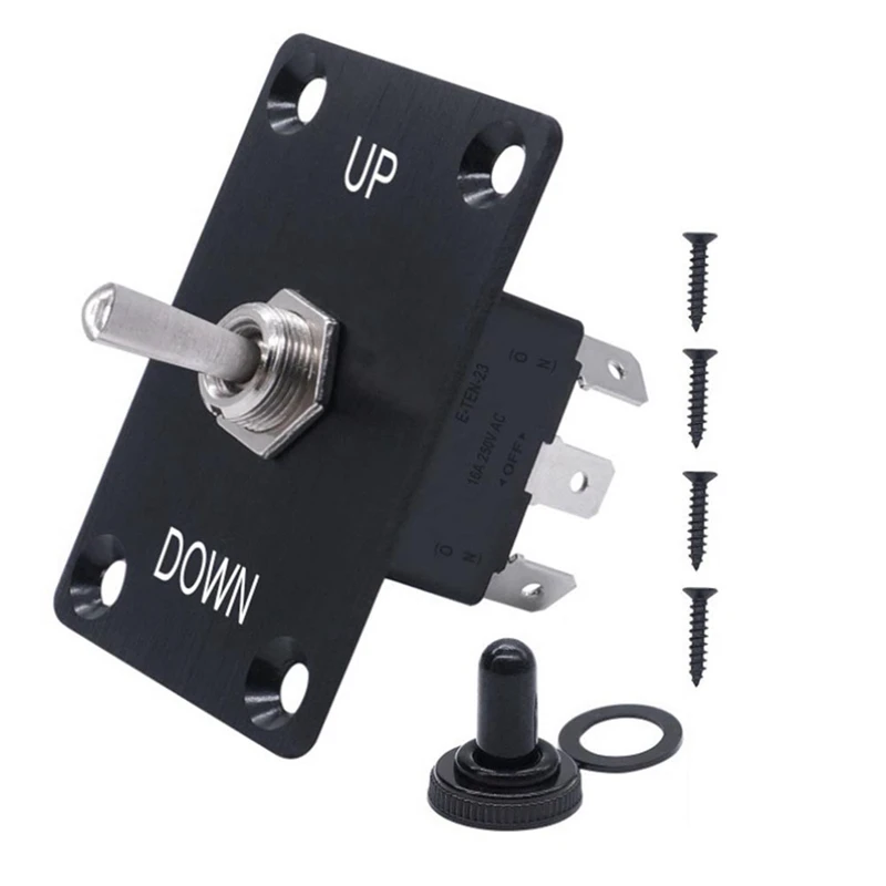 Marine Boat Anchor Windlass Control Panel Aluminum Plate 6PDT Up/Down Trim Tab Toggle Switch