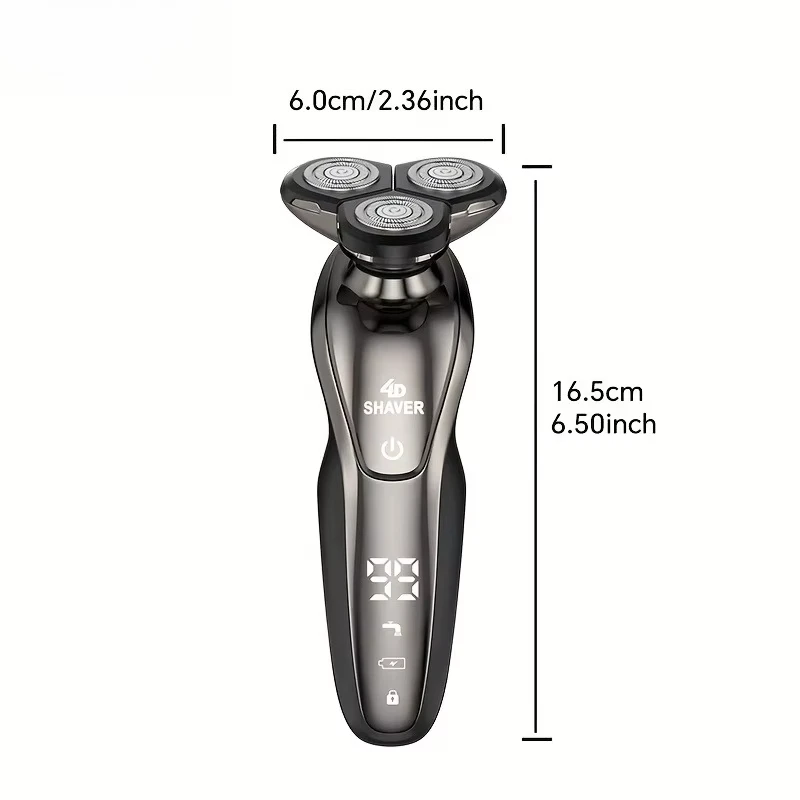 Men’s Electric Shaver, 3-Blade Rotary Razor with 3D Floating Shaving Heads, USB Rechargeable Cordless Shaver with LED Display & Travel Lock, Portable Facial Razor for Beard & Daily Grooming, Home, Travel & Gift for Men