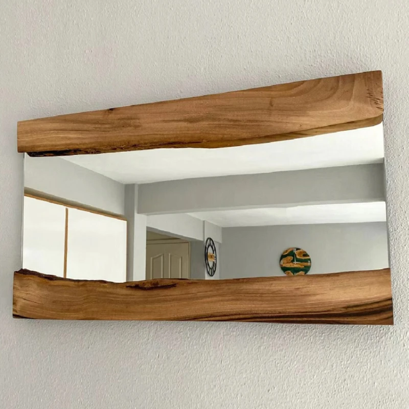 

Bedroom makeup girl bathroom restaurant dressing solid wood hanging mirror simple