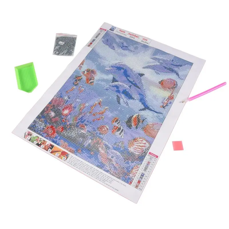 

ETRT 5D Diy Diamond Painting Dolphins Animal Full Round Diamond Embroidery Cross Stitch Diamond Crystal Wall Painting
