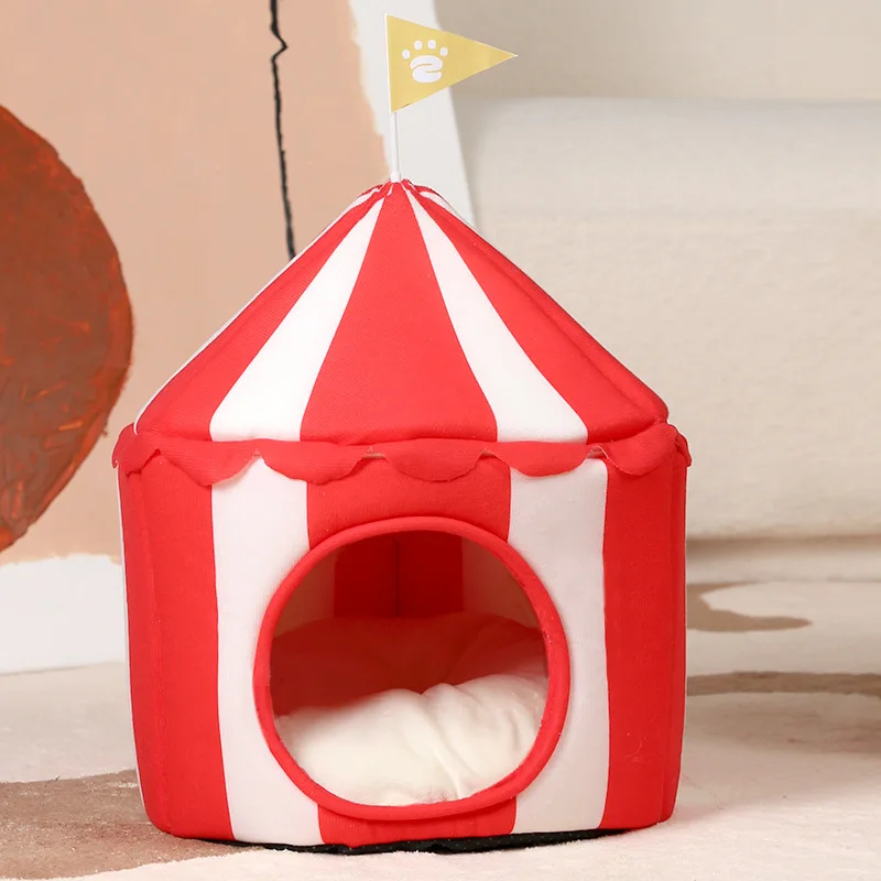 Cat House With Detachable Roof Circus Tent Pet House Washable Cat Nest (Choice+)