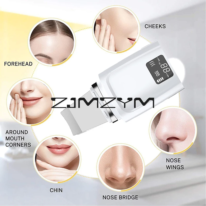 LCD Ultrasonic Skin Scrubber Blackhead Remover Sonic Face Skin Cleaning Peeling Device Comedone Extractor Facial Beauty Tool