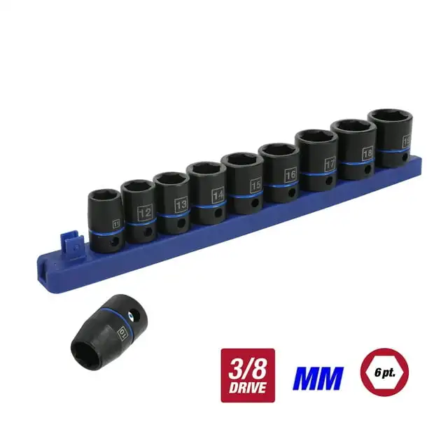 

Hyper Tough 11-Piece 3/8-Inch, Standard Impact Socket Set mm, 43240
