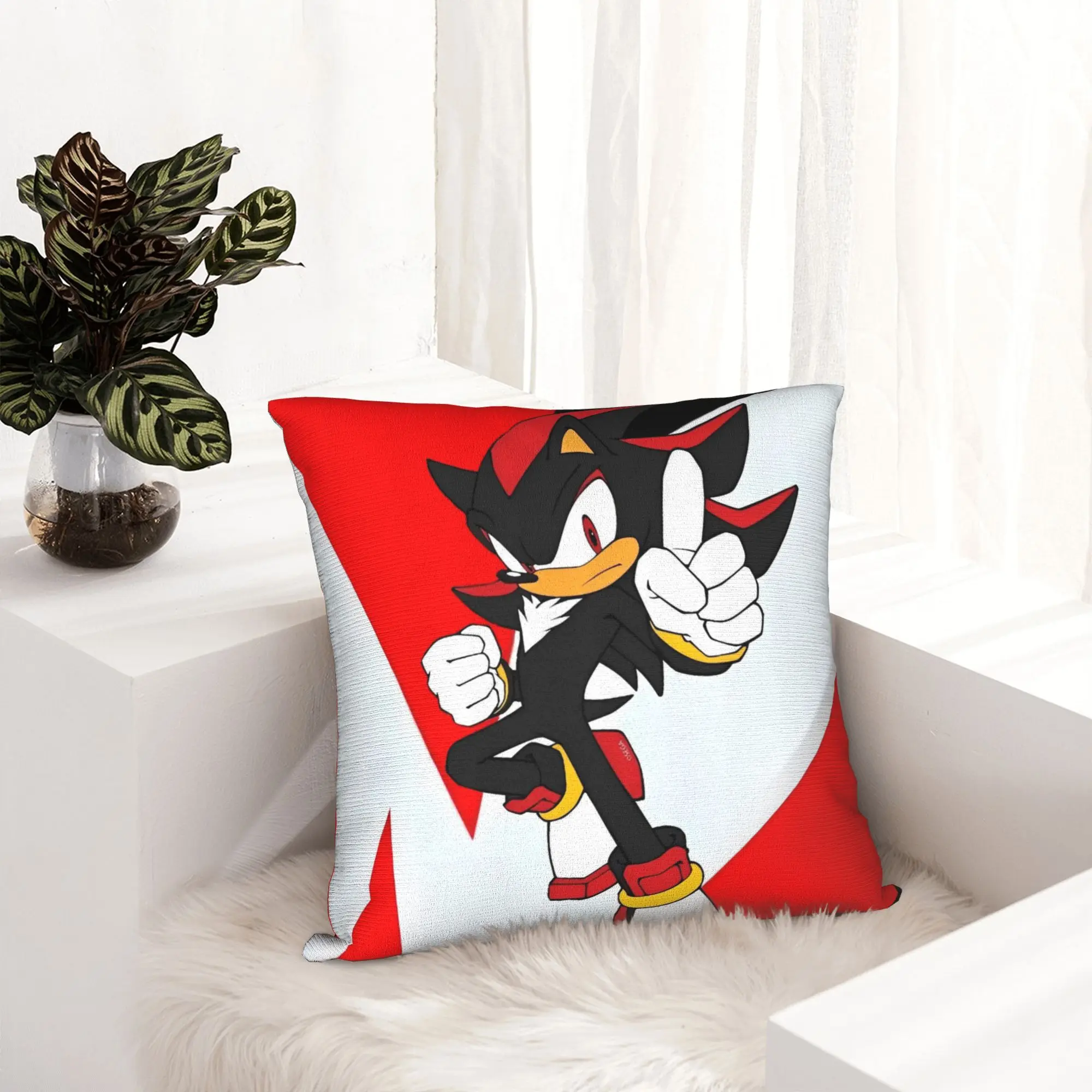 Shadow The Hedgehogs Pillowcase Printed Cushion Cover Gift Cartoon Throw Pillow Case Cover Seater Zippered