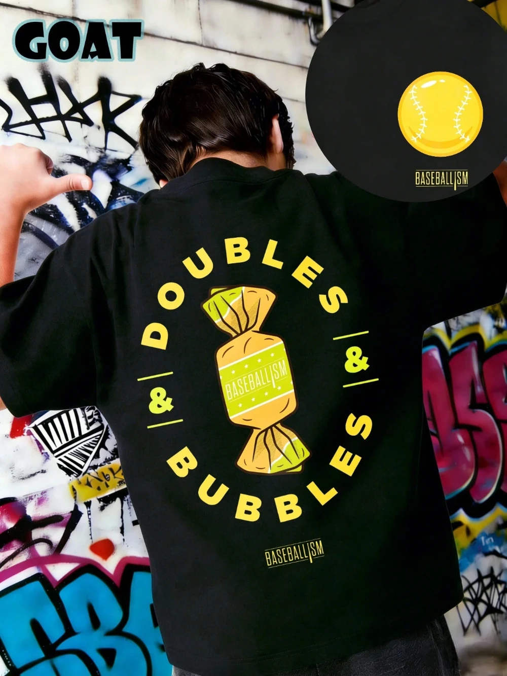 Children's And Youth's T-Shirts Blowing Bubbles Hitting Doubles Baseball Casual T-shirt Top Interesting Ball Design Sporty Style