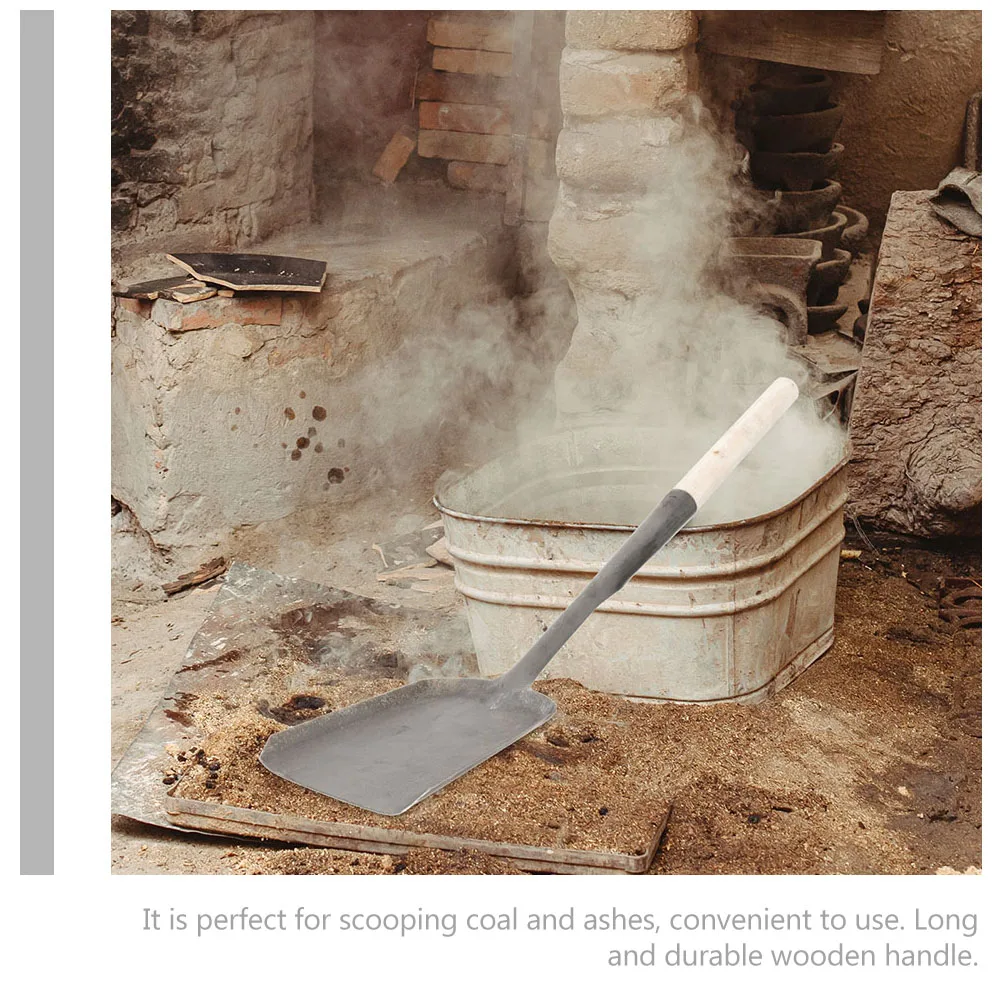 

Long Handle Stove Shovel for Coal Ash Cleaning Wooden Handle Multifunctional Fireplace Shovel Garden Tool